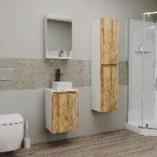 Комплект для ванной, 3 предмета (Тумба Bau Dream Blackwood 40, раковина BAU Mini 24х24, смеситель для раковины высокий Hotel Black, черный)