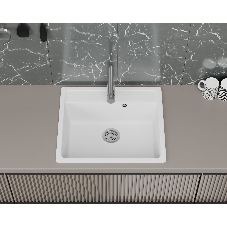 Мойка для кухни BAU Stil White snow 56х50, выпуск с сифоном в комплекте, белый снег