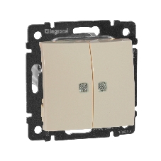 Выключатель двухклавишный Legrand Valena 774328 с подсветкой, крем