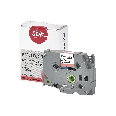 Кассета с лентой S'OK by Sakura Printing TZES441 для Brother, черный на красном, 18мм/8м, наклейка