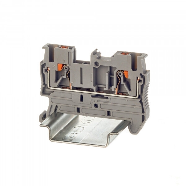 Клемма проходная DKC VPR-2.5-GY, зажим push-in, 2 точки подключения, 2.5 кв.мм, серый