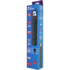 Фильтр-удлинитель PowerCube 3 м, 5 р, черный 10А, UPS(C14), SPG5-В3