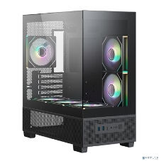 Компьютерный корпус XASTRA Q500M 6ARGB-C10-UC Black mATX/Aquarium/Screewless/ 6x120mm ARGB PWM FM fans/Argb+PWM HUB 10port/ Type-C/ Q500M-6FM12A-C10-UC