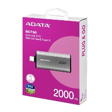 Внешний SSD ADATA SC750, 2TB, USB 3.2 Gen 2 Type-C, R/W 1050/1000, черный