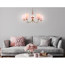 Люстра Ambrella light LH75024/5 GD/PI золото/розовый E14/5 max 40W D700*780