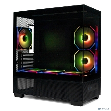 Компьютерный корпус XASTRA Q500M 6ARGB-C10-UC Black mATX/Aquarium/Screewless/ 6x120mm ARGB PWM FM fans/Argb+PWM HUB 10port/ Type-C/ Q500M-6FM12A-C10-UC