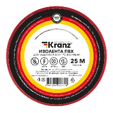 Изолента ПВХ Kranz 0.13х15 мм, 25 м, красная (5 шт./уп.) Изолента ПВХ Kranz 0.13х15 мм, 25 м, красная (5 шт./уп.)