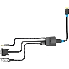 Мультимедиа конвертер Vention VGA + аудио > HDMI, гибкий, черный