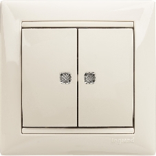 Выключатель двухклавишный Legrand Valena 774328 с подсветкой, крем