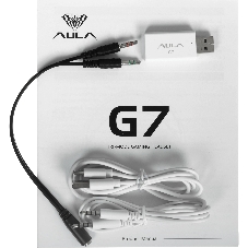 Гарнитура AULA G7 белый, беспроводная + проводная, до 65 ч, съёмный микрофон, подсветка