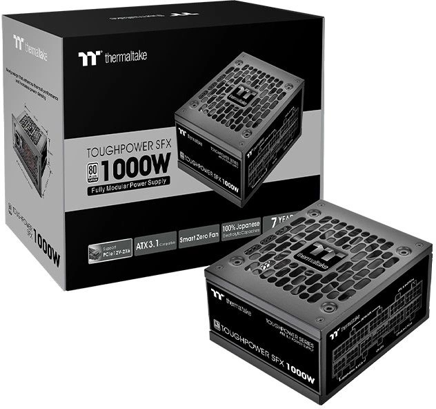 Блок питания Thermaltake SFX 1000W Toughpower SFX1000 Gen.5 80 PLUS platinum (20+4pin) APFC 90мм fan 8xSATA Cab Manag RTL
