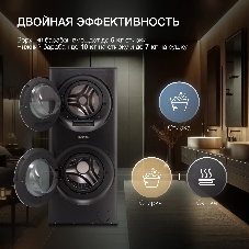 стирально-сушильная машина Hyundai Proxima WMD9424 темно-серебристый, загр. фронтальная макс.: 15 кг 1400 об/мин класс: А+++