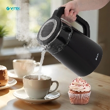 Чайник электрический Vitek VT-8827 1.7л. 2200Вт разноцветный корпус: стекло/металл