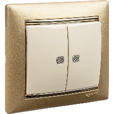 Выключатель двухклавишный Legrand Valena 774328 с подсветкой, крем