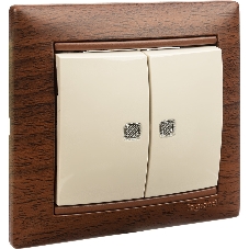 Выключатель двухклавишный Legrand Valena 774328 с подсветкой, крем