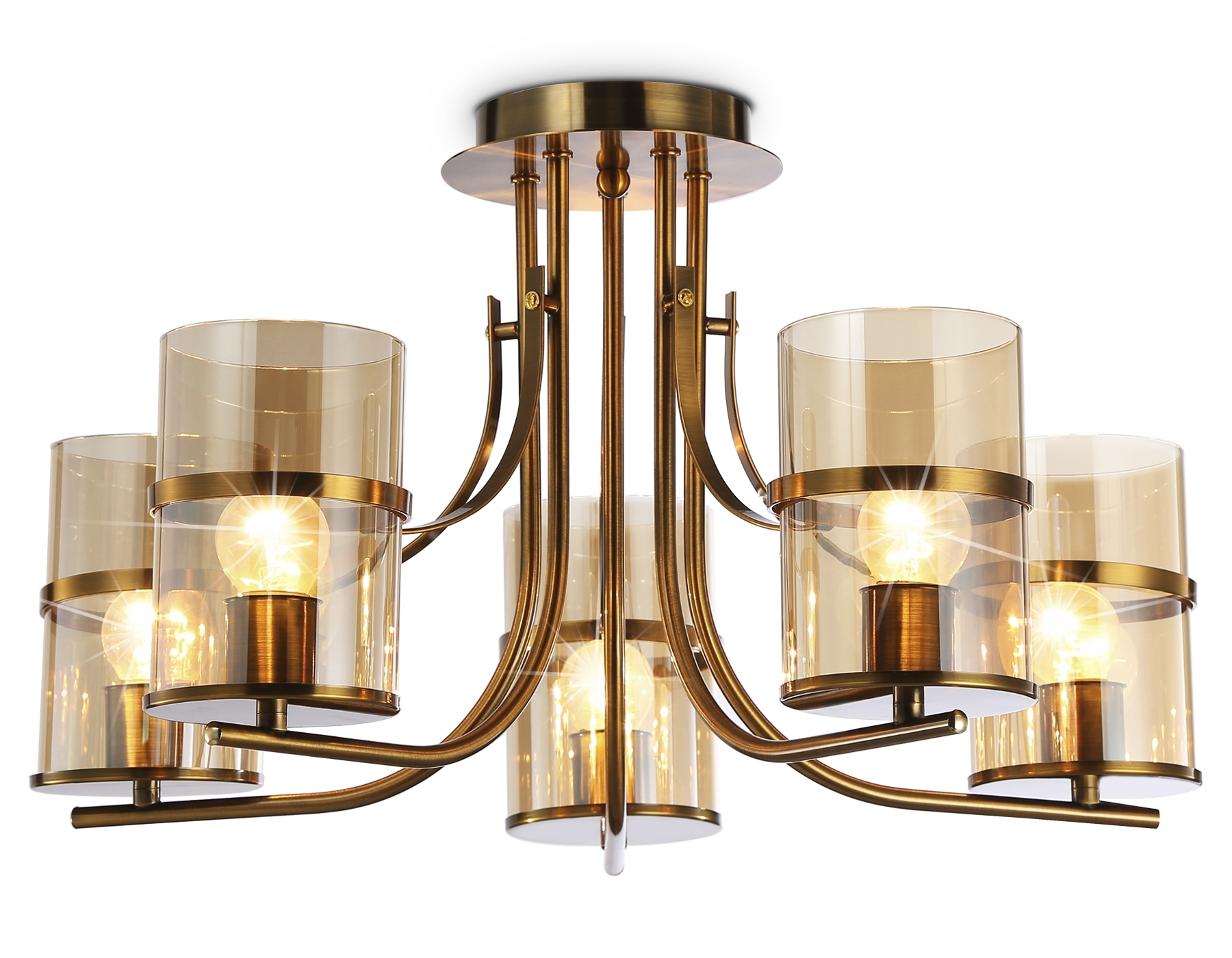 Светильник Ambrella light TR3222/5 GD/TI золото/янтарь E27*5 max 40W D540*300