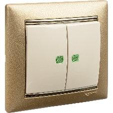 Выключатель двухклавишный Legrand Valena 774328 с подсветкой, крем