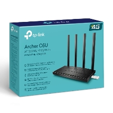 Роутер беспроводной TP-Link Archer C6U AC1200 10/100/1000BASE-TX/4G ready черный