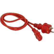 Шнур питания Lanmaster C13-Schuko прямая, 3х0.75, 220В, 10А, красный, 1.5 метра