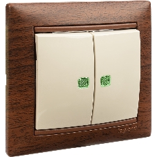 Выключатель двухклавишный Legrand Valena 774328 с подсветкой, крем