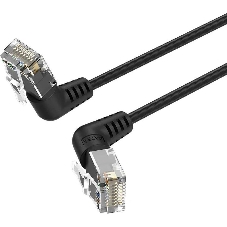 Патч-корд Vention прямой UTP cat.6a, RJ45 угол 90 - 2м. черный