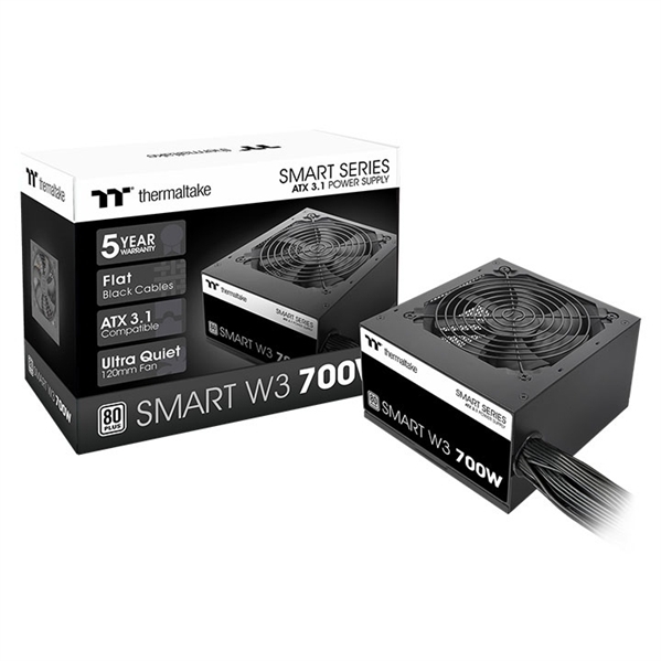 Блок питания Thermaltake Smart W3 700W, ATX 3.1, APFC, 12cm Fan, 80+, Retail