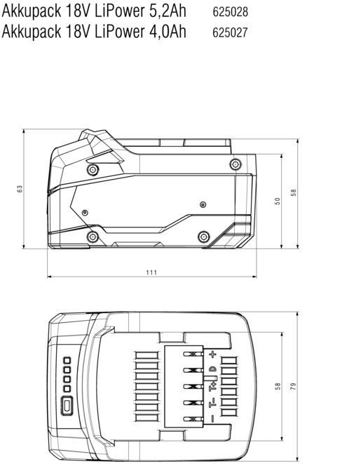 Батарея аккумуляторная Metabo 625028000 18В 5.2А·ч Li-Ion