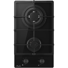 Газовая варочная панель Monsher MGG 33 NoirR, газ, High-Tech, 30 см, автоматический электроподжиг, газ-контроль, форсунки под сжиженый газ, SABAF конфорки, чугунные решетки, черный