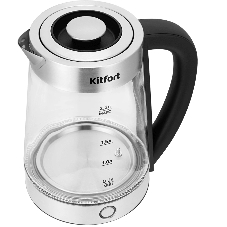 Чайник электрический Kitfort КТ-6764 2.2л. 1800Вт черный/серебристый корпус: стекло/металл/пластик (KT-6764)
