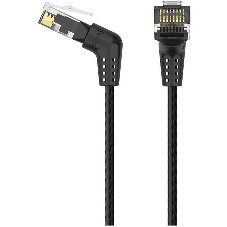 Патч-корд Vention прямой UTP cat.6a, RJ45 угол 90 - 2м. черный