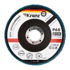 Круг лепестковый торцевой Kranz циркониевый, P60, 125х22,2мм INOX