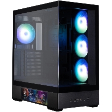 Компьютерный корпус ZALMAN P40 DS, ATX, черный, WINDOW, 9.1-inch LCD screen, 2xCombo(2.5” or 3.5”), 1x2.5”, 1xUSB TYPE-C, 2xUSB 3.0, SIDE 3x120мм ARGb, REAR 1x120мм ARGb
