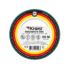 Изолента ПВХ Kranz 0.13х15 мм, 20 м, зеленая (10 шт./уп.)