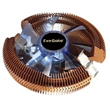 Кулер для процессора ExeGate Wizard EE91-PWM.Cu.BLUE бронзовый, 90 мм, алюминий/медь, 2400 об/мин, 24 дБ, 4 pin, 80 Вт, 58 мм