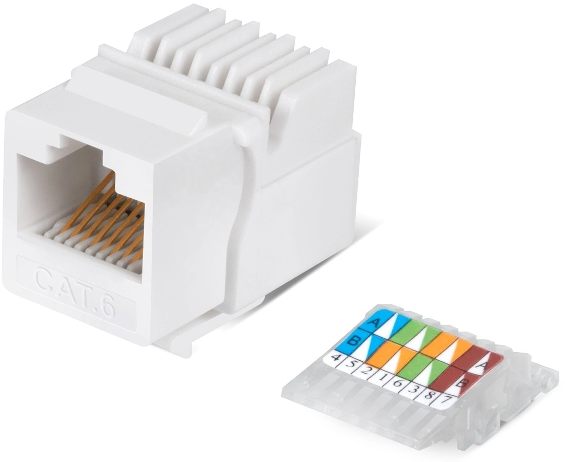 Вставка Keystone Cabeus KJ-RJ45-Cat.6-Toolless 1хRJ45(8P8C), Toolless, кат. 6, неэкр., белый