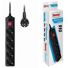 Сетевой фильтр Buro 500SH-5-B 5 м, 5 розеток, черный, коробка