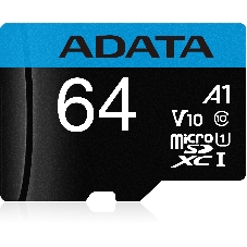 Флеш карта microSD 64Gb ADATA microSDHC Class 10 UHS-I A1 100/25 MB/s (SD адаптер)