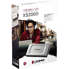 Внешний SSD Kingston XS2000, 4TB, USB 3.2 Gen 2x2 Type-C, R/W 2000/2000, серебристый