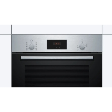 Духовой шкаф Bosch HBF512BS1T Serie 2, нержавеющая сталь, класс энергоэффективности А, 7 режимов, 3-х слойное остекление, LED-дисплей, утапливаемые переключатели, галогенное освещение, проволочные направляющие, сделано в Турции,