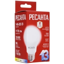 Лампа светодиодная Ресанта LL-R-A60-13W-230-4K-E27 груша, 13 Вт, нейтр., Е27