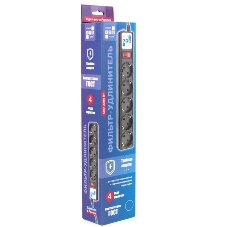 Сетевой фильтр Powercube SPG5-10M 10 м, 5 розеток, черный, коробка