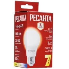 Лампа светодиодная Ресанта LL-R-A60-7W-230-3K-E27 груша, 7 Вт, тепл., Е27