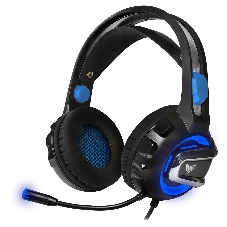 Гарнитура Crown CMGH-3001 чёрный/синий, проводная, подсветка