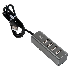 Переходник разветвитель Hoco HB1 USB - 4USB (USB 2.0 - 480 Мбит/с), 0.8 м, серый