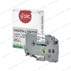 Кассета с лентой S'OK by Sakura Printing TZEFX731 для Brother, черный на зеленом, 12мм/8м, наклейка