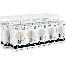 Лампа филам. Gauss Filament 10Вт цок.:E27 шар св.свеч.бел.нейт. (упак.:10шт) (52220)