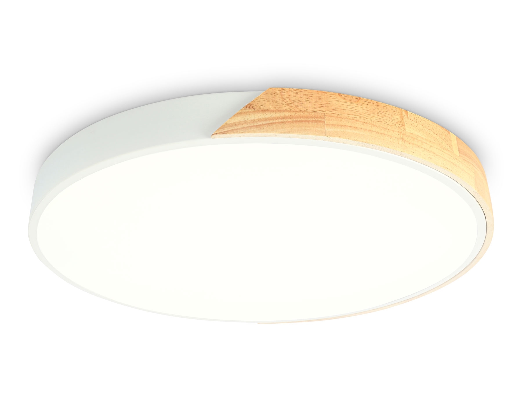 Потолочный светодиодный светильник Ambrella light FZ1301 WH/LW белый/светлое дерево 45W 5000K D500*50 (без ПДУ)