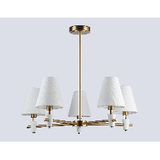 Люстра Ambrella light LH75044/5 BS/WH латунь/белый E14*5 max 40W D700*580