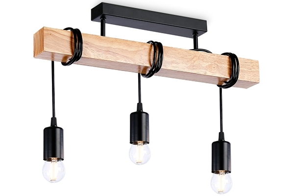 Светильник Ambrella light TR8182/3 BK/LW черный/светлое дерево E27*3 max 40W 500*50*420