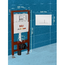 Инсталляция BAU PRO для подвесного унитаза, клавиша смыва BAU Hotel для инсталляции, белый глянец